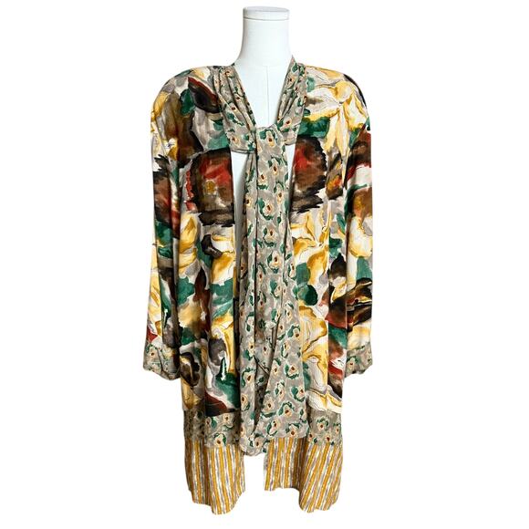 CAROLE LITTLE Vintage 80s Abstract Kimono Artsy Boho Cardigan Tunic Size 14 - Picture 4 of 15